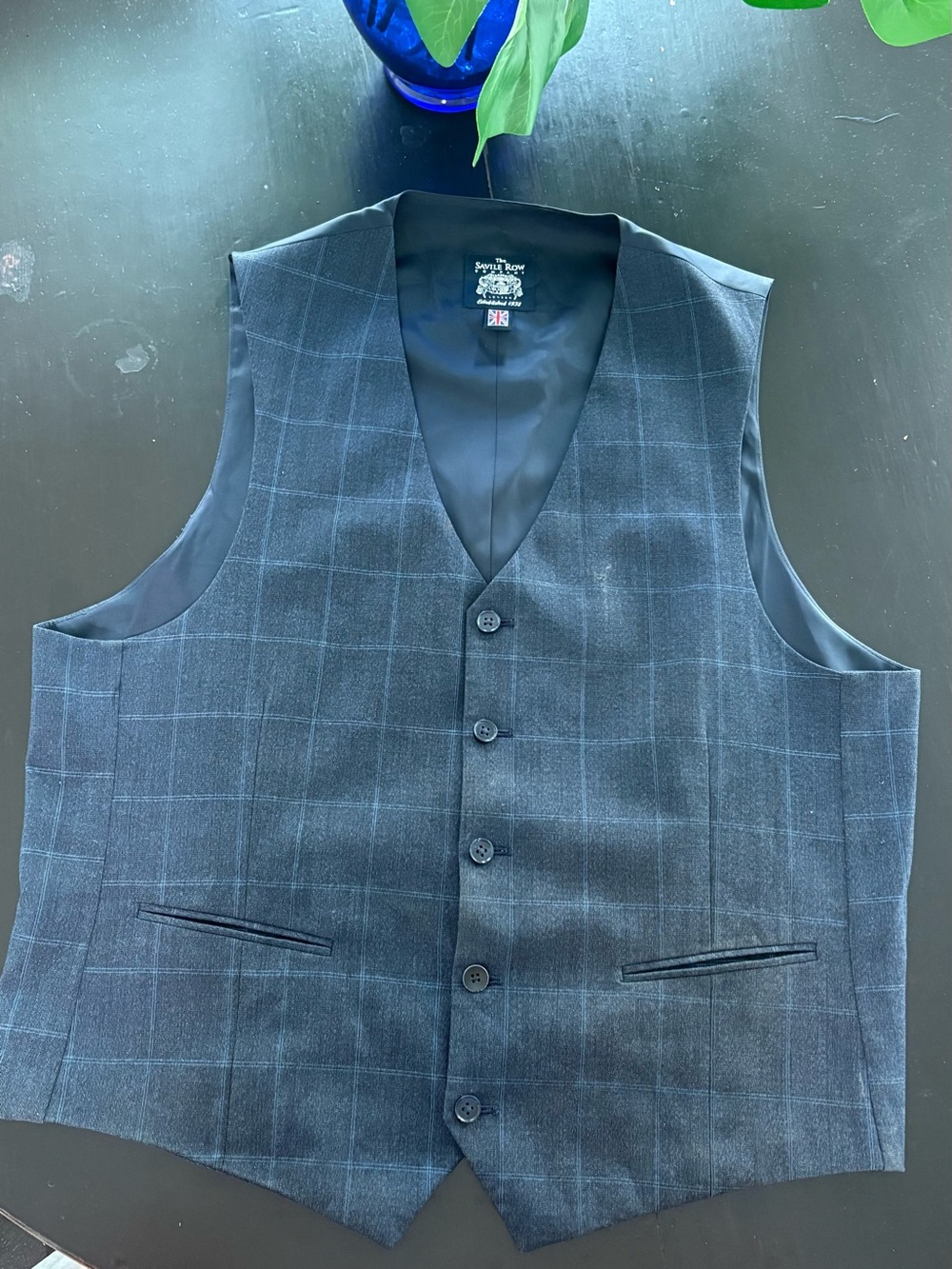 Classic Men's Blue Windowpane Vest - Brand: